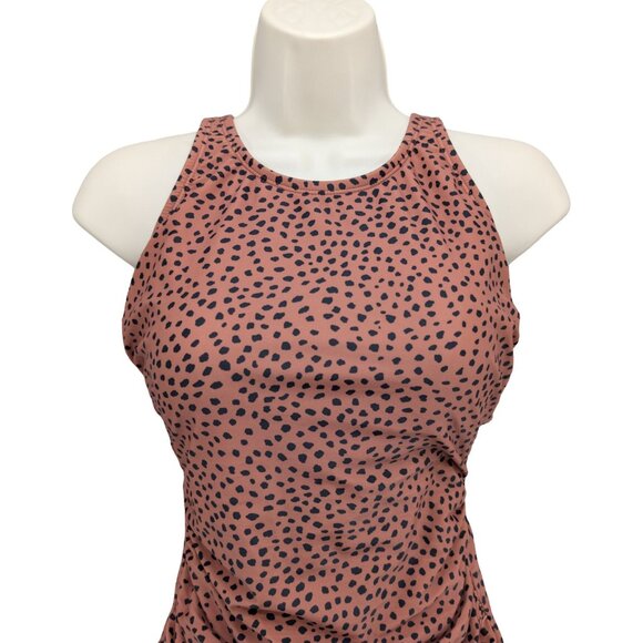 Kona Sol One Piece Swimsuit Womens Brown Black Spotted Animal Print Ruched Sz M - Picture 3 of 13